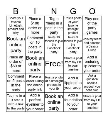 LimeLight Bingo  Bingo Card