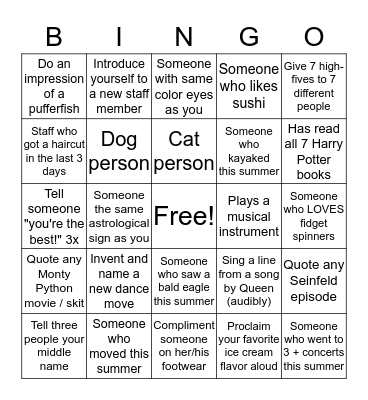 Adams Back to School Bingo! Bingo Card