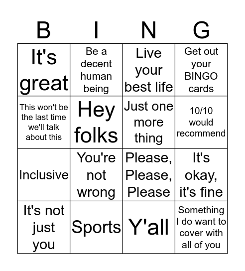 Kassie Bingo Card