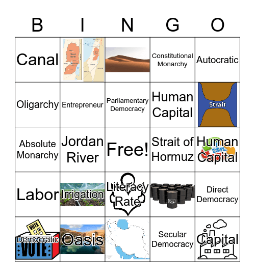 Middle East Review Bingo Card