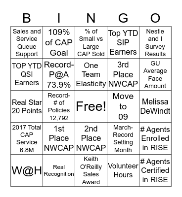 Gerber Life - 50 Years of Awesome BINGO Card