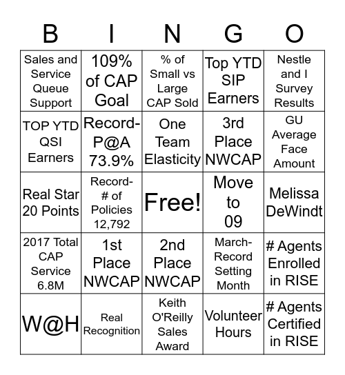 Gerber Life - 50 Years of Awesome BINGO Card