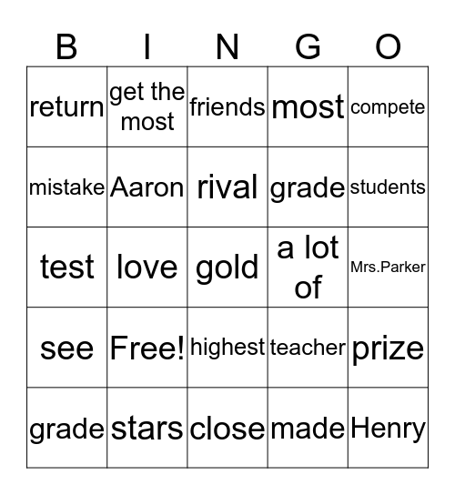 Aaron & Henry Bingo Card
