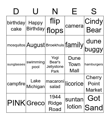 BROEKHUIS BIRTHDAY BASH Bingo Card