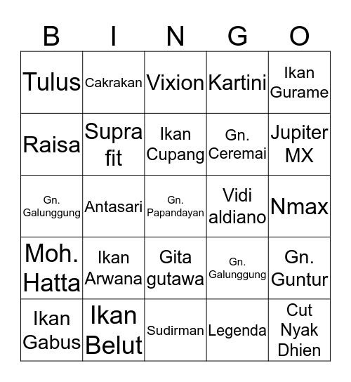 Bismillah Juara! Bingo Card