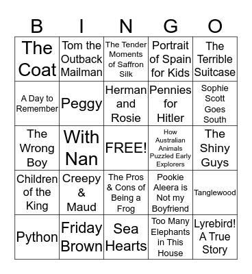 BOOK WEEK 2013 Bingo Card