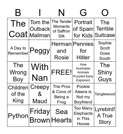 BOOK WEEK 2013 Bingo Card