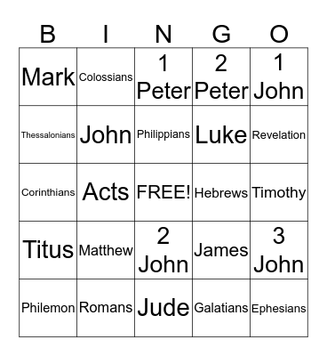 Bible Bingo Card