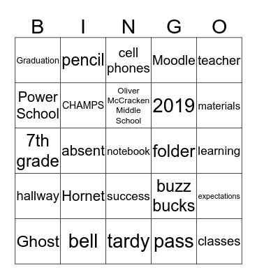 7th Grade Advisory Bingo 2017-18 Bingo Card
