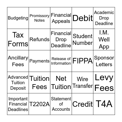 Financial Bingo Card
