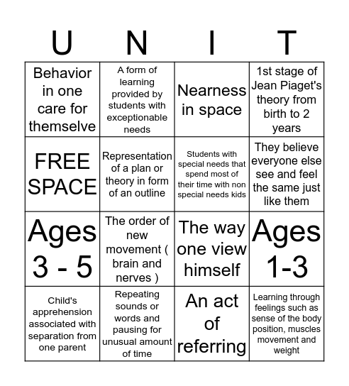 Vocabulary Bingo Card