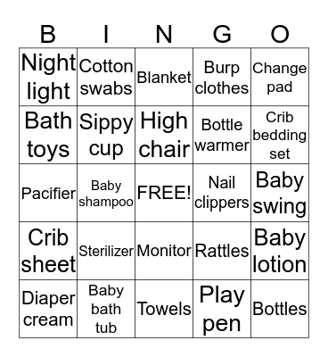 BABY GIFT BINGO Card