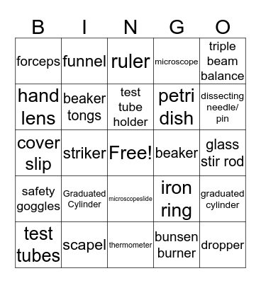 Lab Bingo Card
