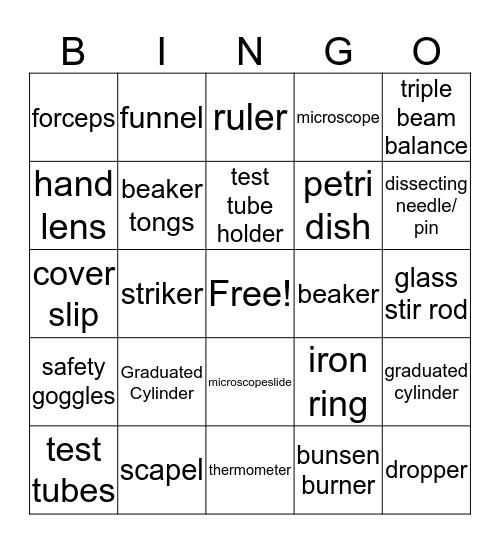 Lab Bingo Card