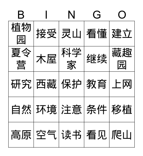 新实汉33-1 Bingo Card