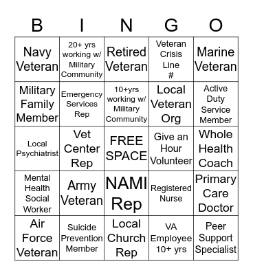 VA Summit Bingo Card