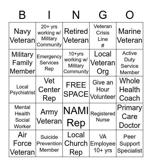 VA Summit Bingo Card