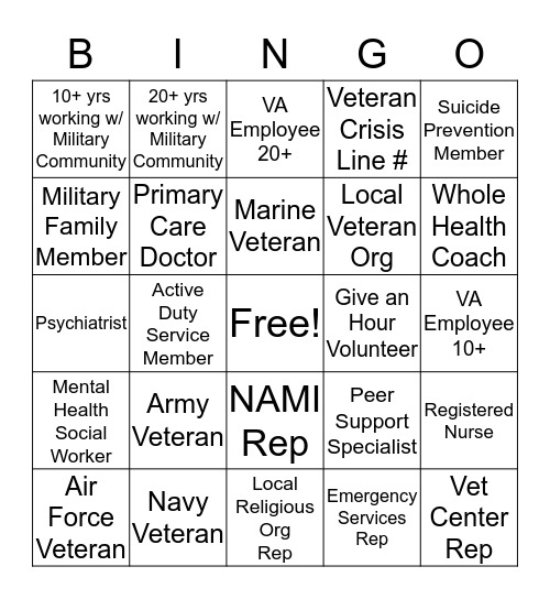 VA Summit Bingo Card