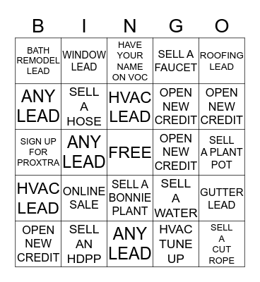 Lead Bingo Card