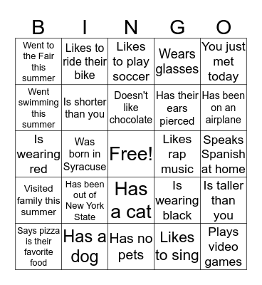Find Someone Who... Bingo Card