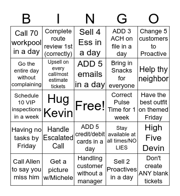 Active Pest Control Bingo Card