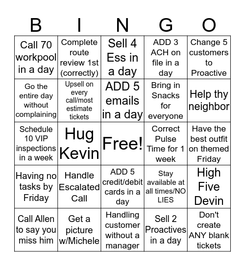 Active Pest Control Bingo Card