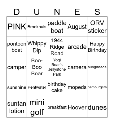 BROEKHUIS BIRTHDAY BASH Bingo Card