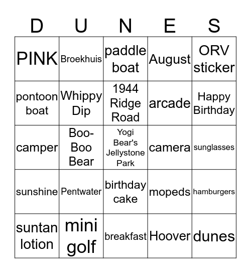 BROEKHUIS BIRTHDAY BASH Bingo Card