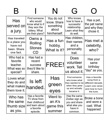Find someone who.... Bingo Card