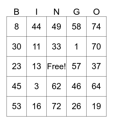 D'NUTMEG HOUSE Bingo Card