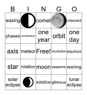 Earth In Space Bingo Card