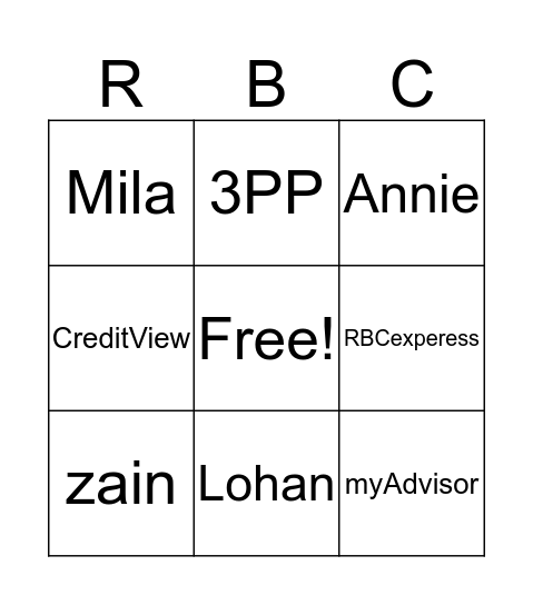 Bingo Numérique RBC Bingo Card