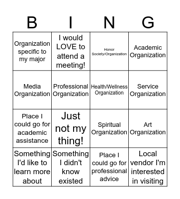 Campus Fest BINGO Card