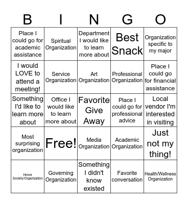 Campus Fest BINGO Card