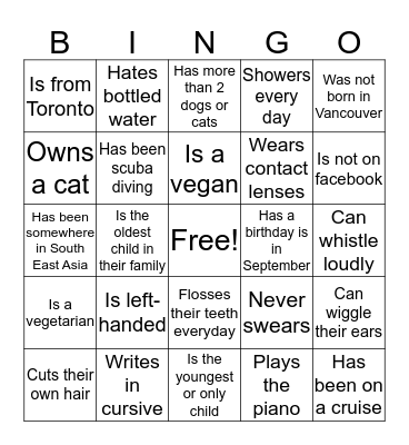 Daily Hive Bingo! Bingo Card