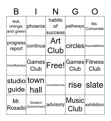 Building 21 Bingo Card