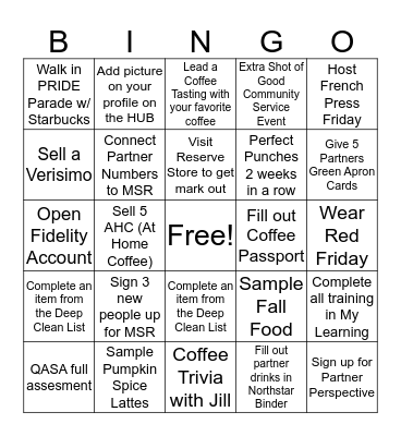 STARBUCKS BARISTA BINGO!! Bingo Card
