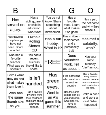 Find someone who.... Bingo Card