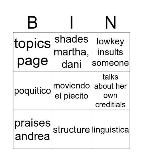 spanish 6 Bingo Card