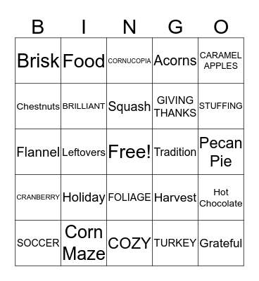 Fall Bingo Card