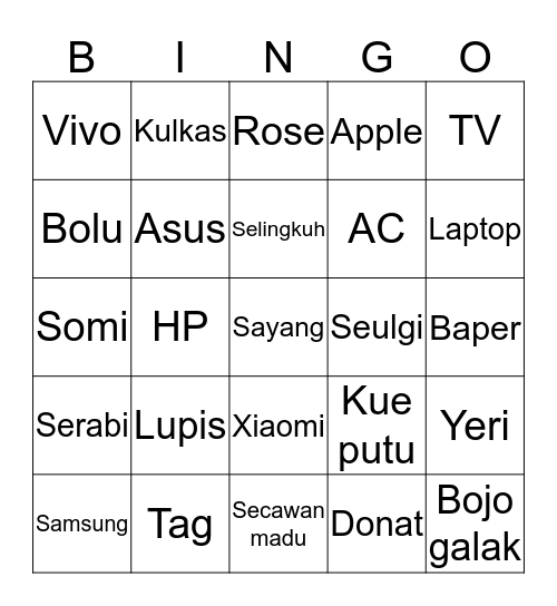 Untitled Bingo Card