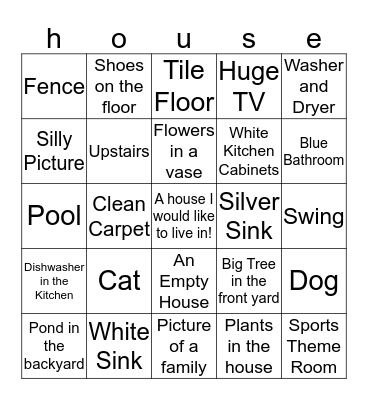 House Hunting Bingo Card