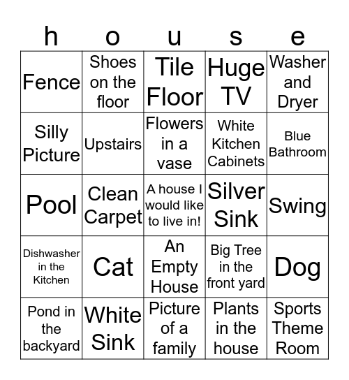 House Hunting Bingo Card