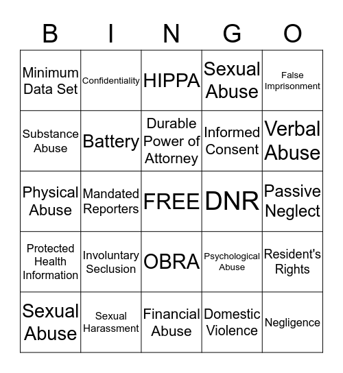 LEGAL AND ETHICAL Bingo Card