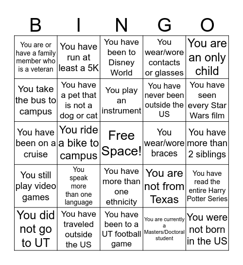Getting to Know Your Colleagues Bingo Card