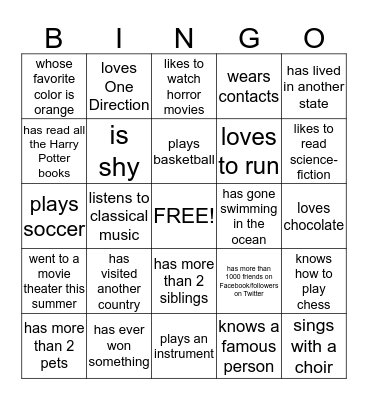 Find someone who... Bingo Card