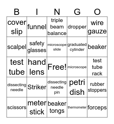 8th grade lab equipment review Bingo Card