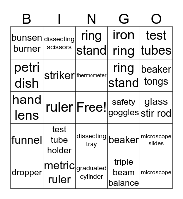 Lab Bingo Card