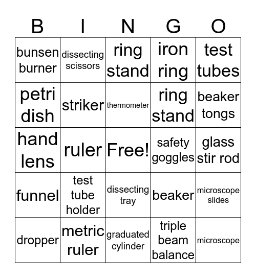 Lab Bingo Card