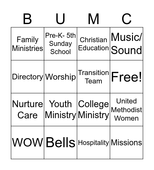 Welcome Back Sunday Bingo Card